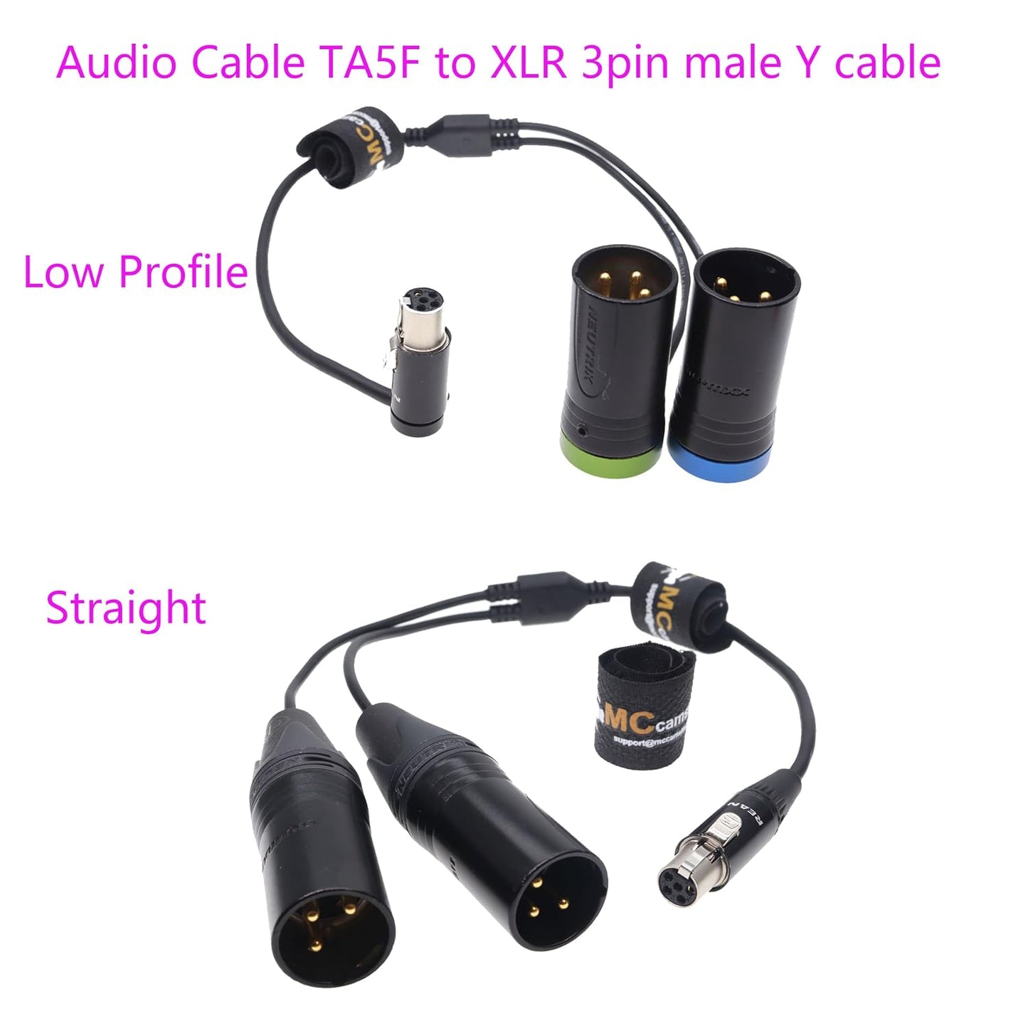TA5F To Two Low-Profile XLR NEUTRIK 3pin XLR Male for Zaxcom Qrx200 Audio Cable