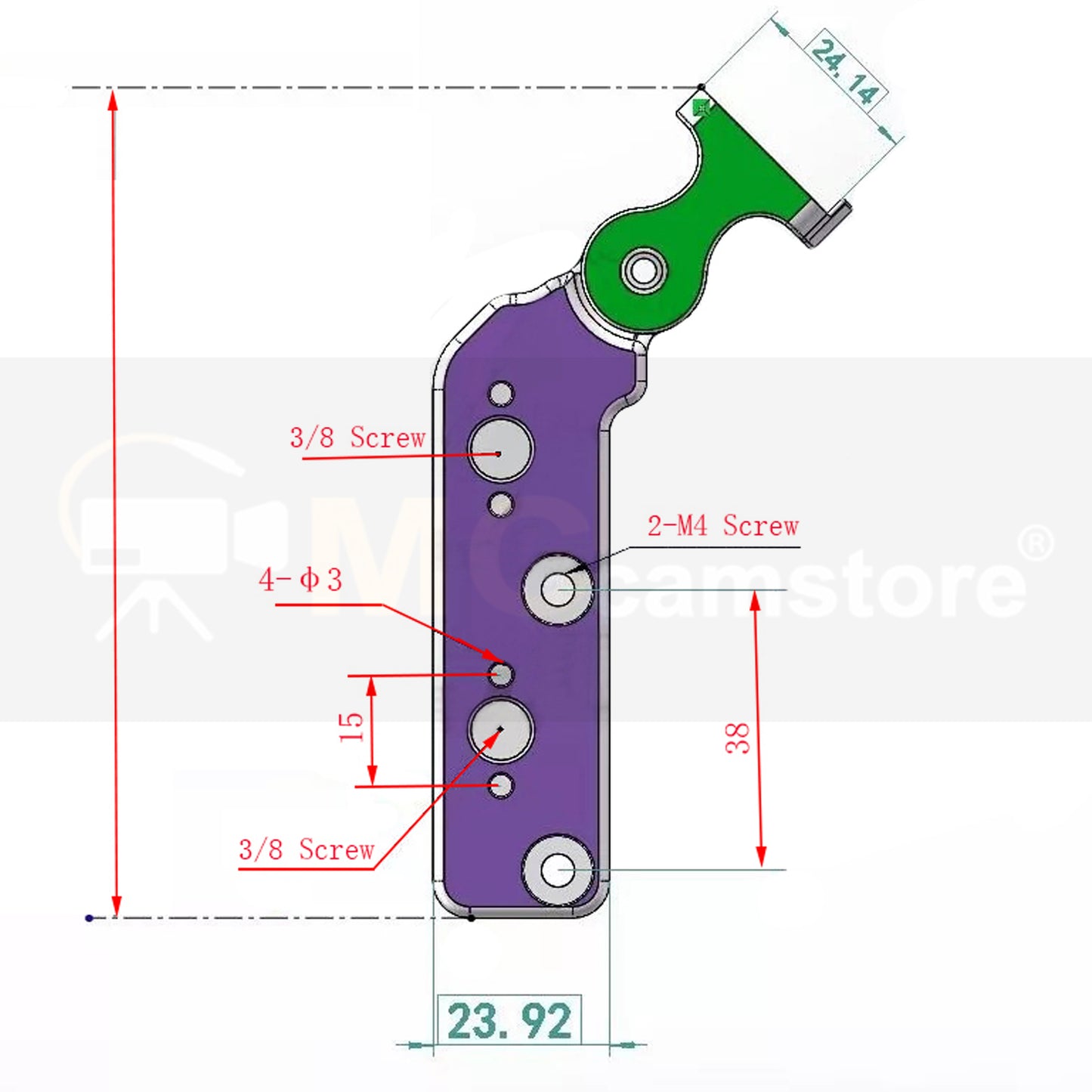 Nucleus-M Monitor Bracket for Tilta Nucleus-M Motor 1/4"-20 Screw Fixed Motor Mount Bracket