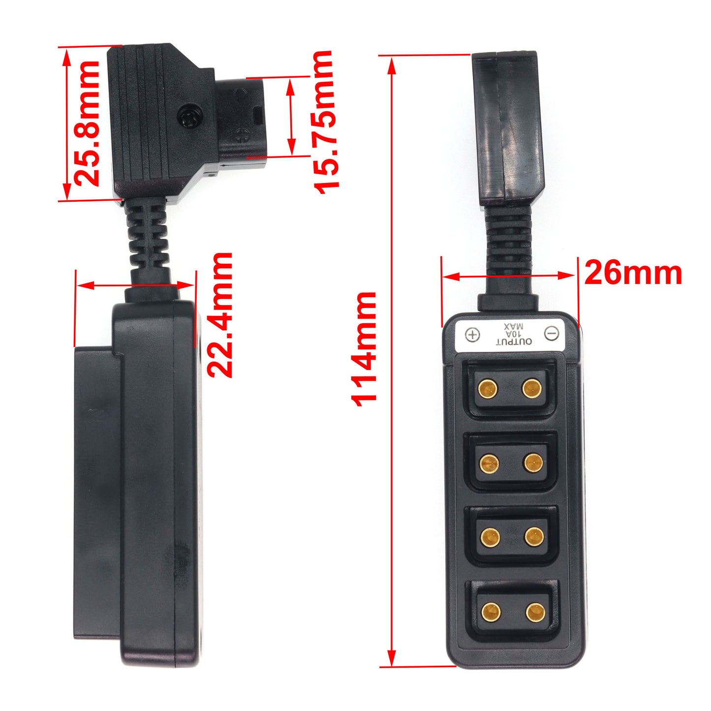 Ultrashort D tap to 4 Port Power Tap P-tap Strip D-tap Splitter Hub Cpmpatible for ARRI RED Teradek SmallHD V-Mount Gold-Mount Steadicam with D-Tap Output