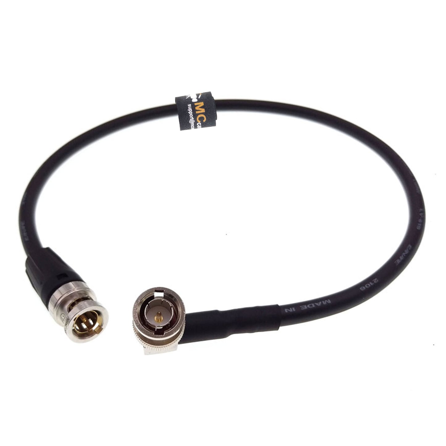 High Flex 12G 3G HD SDI 75 ohm Coaxial Video Cable 4K 60fps Right Angle to Straight BNC Canare LV-61S for Camera Monitor