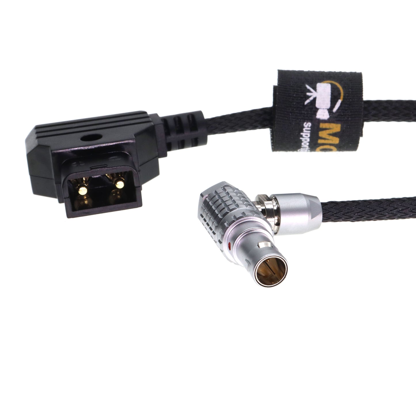 Right Angle 2 Pin Male to D-tap Power Cable for Teradek, SmallHD Monitor, Vaxis Power Cord Braided Wire