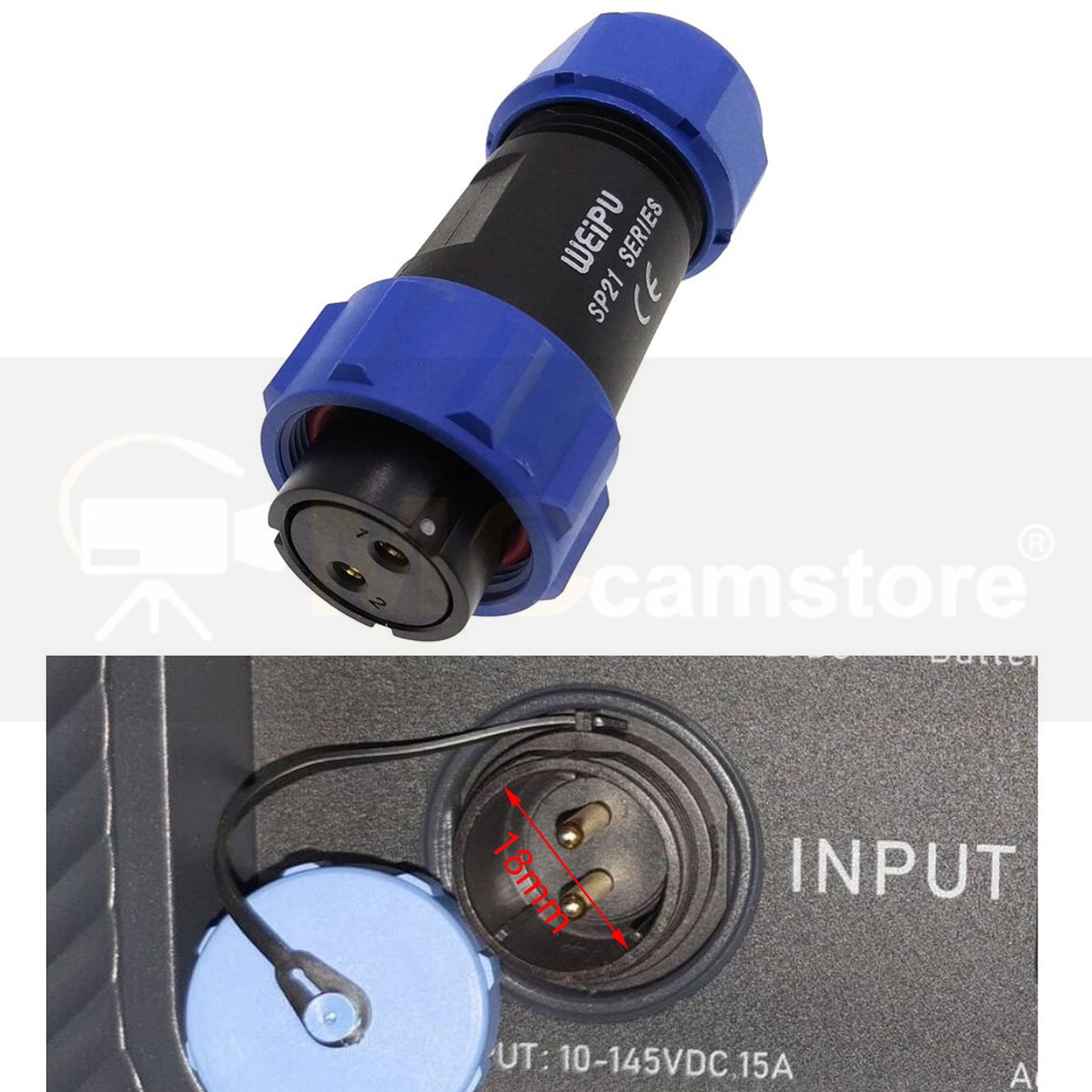AC200MAX EP500 for BLUETTI 2 Pin Aviation Female Connector 15A Power Input Waterproof IP68 Wire Cable Solder Plug AWG14