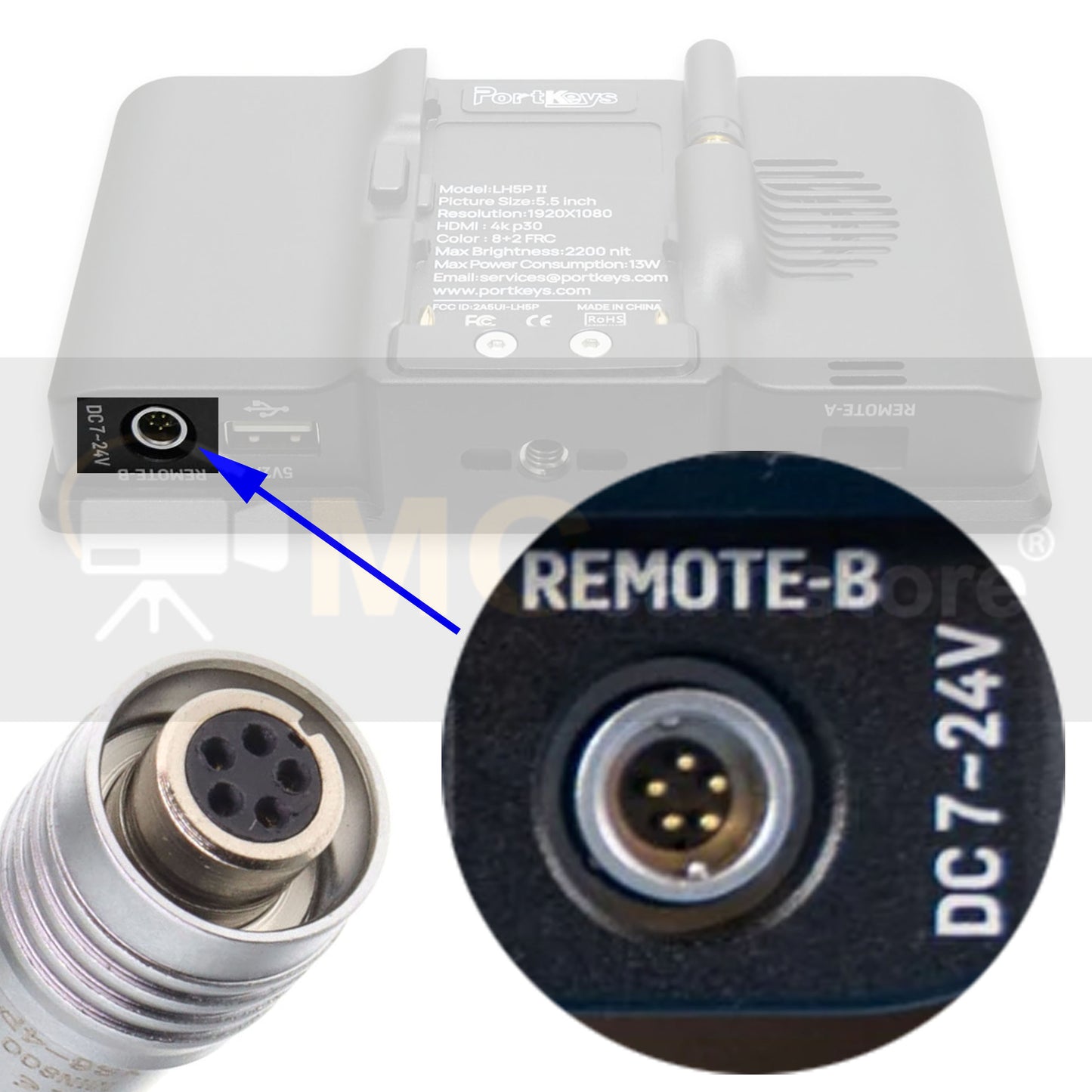 5 Pin Female to D tap Power Cable for Portkeys LH5P LH5H Monitor