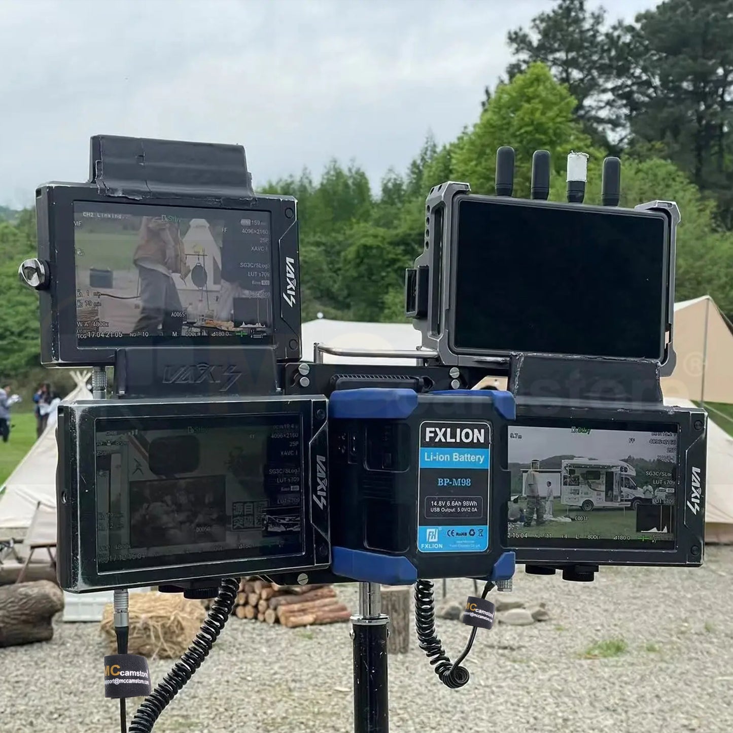 Portable Monitor Magic Arm with D tap Splitter Cable, Image Transmission Magic Leg, Monitor Splitter, V-Mount Battery Separation Multi-Function Monitors Bracket