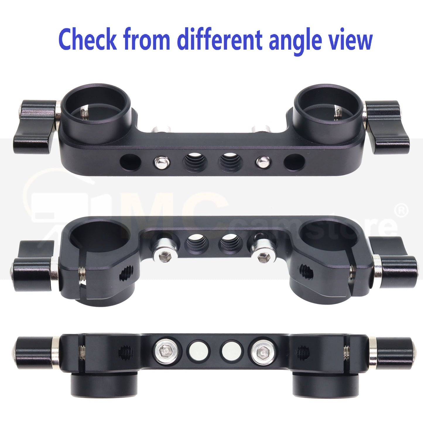 15mm Double Rod Bracket with ARRI Pin & 1/4"-20 Screw Holes for 15mm Rail Rig Support System Follow Focus, DSLR Top Handle Articulating
