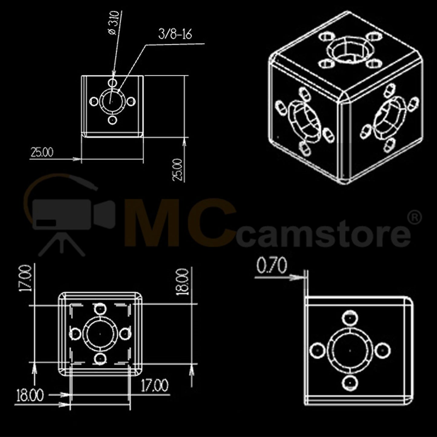 Extension Adapter Cube Top Handle for ARRI Sony RED Camera Monitor Focus Motor Teradek Wireless System with 3/8" Thread Bracket Lock Mounting