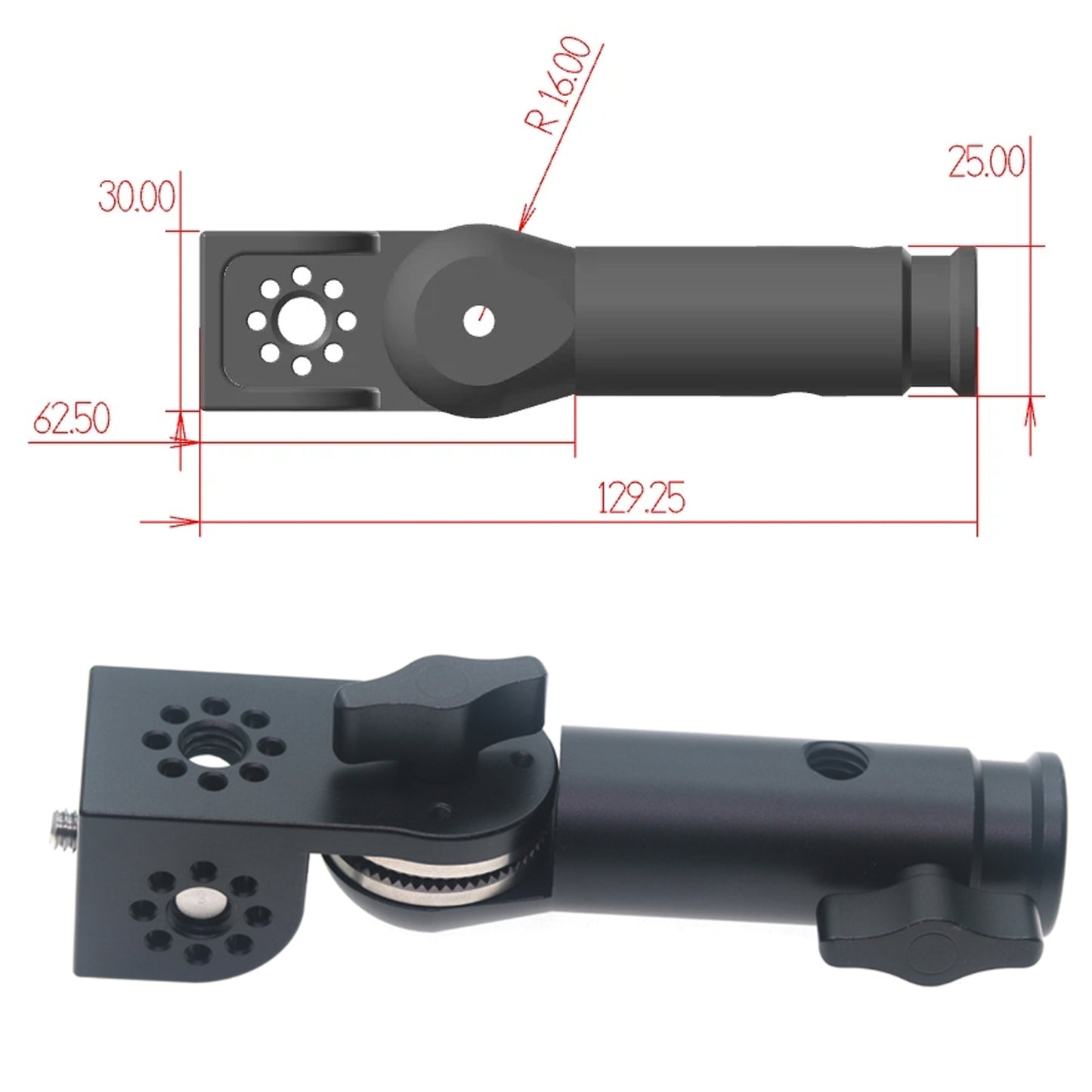 Monitor Swivel Bracket, Square 3/8" Three-Side Expansion Video Monitor Bracket for Arri Red Sony Transmission, Articulated Mount Monitor Buckle Kit