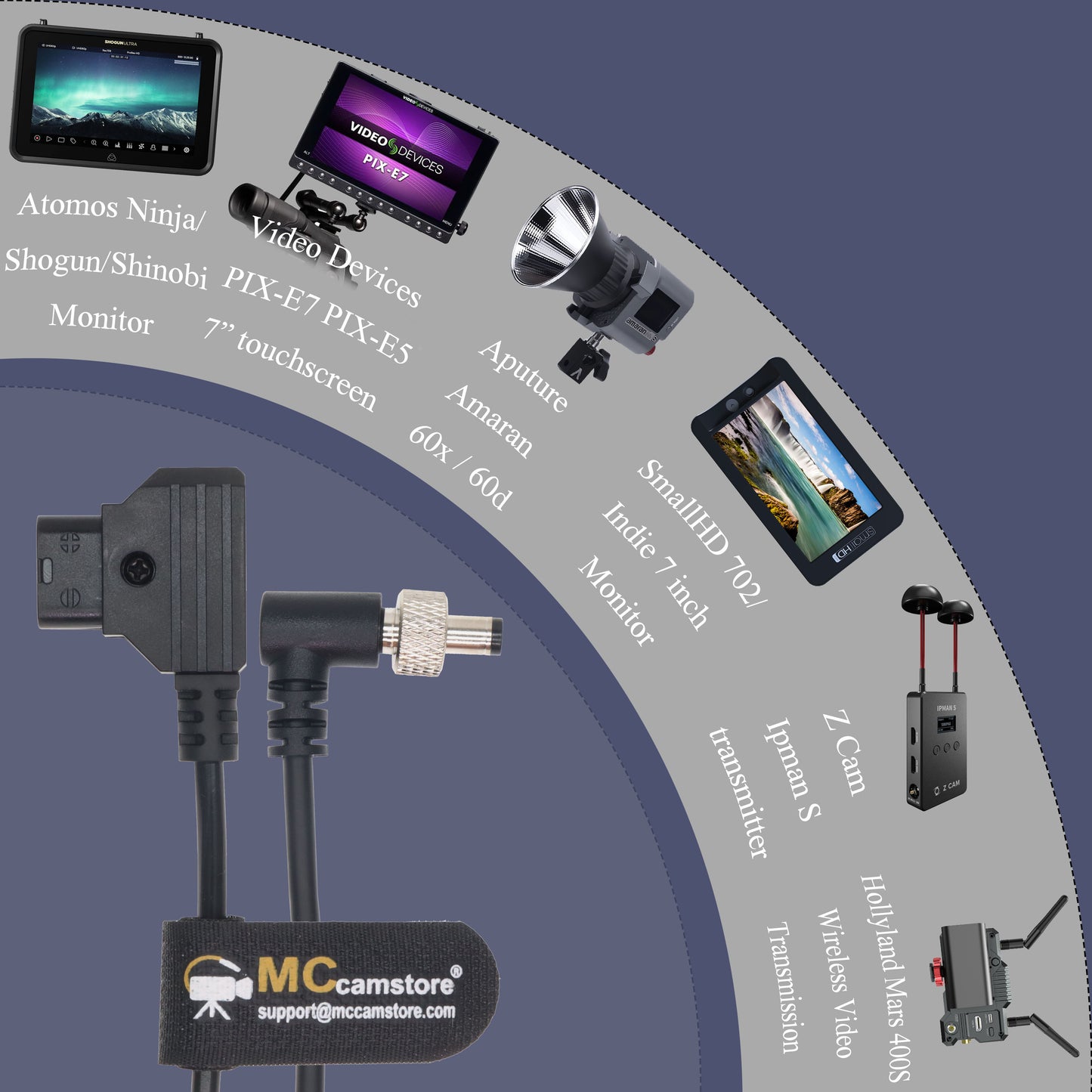 Dtap To Locking DC 2.5 Cable, Atomos Ninja Dtap Power Cable for Video Devices PIX-E7 PIX-E5 Monitor, for Hollyland Mars 400s Amaran 60 60X