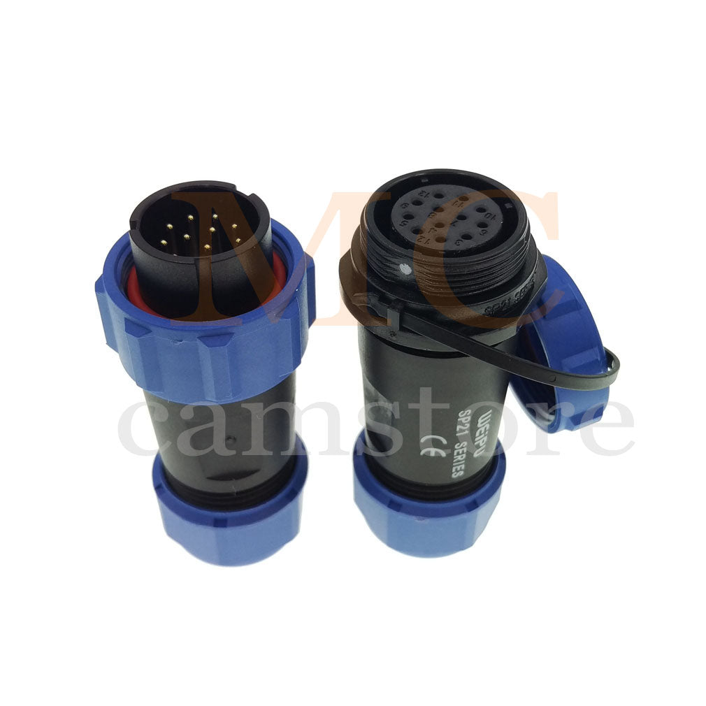 WEIPU SP21 IP68 Waterproof Connector, 2 3 4 5 5B 5C 6 6B 7 9 12 15pin Industrial Aviation LED Lamp Power Cable Plug Socket