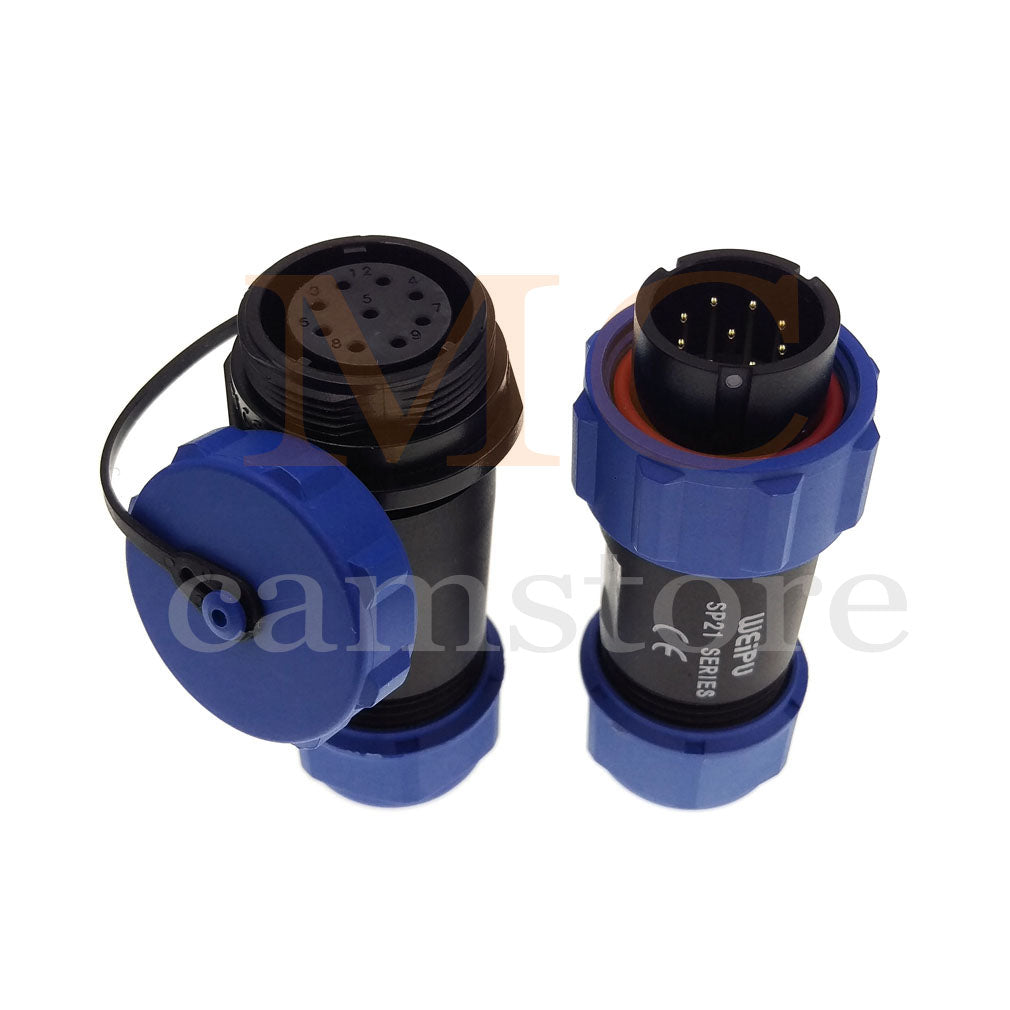 WEIPU SP21 IP68 Waterproof Connector, 2 3 4 5 5B 5C 6 6B 7 9 12 15pin Industrial Aviation LED Lamp Power Cable Plug Socket