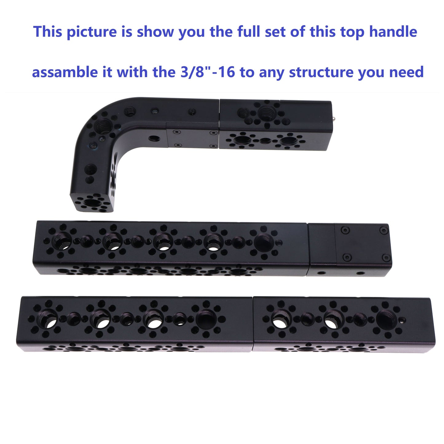 Portable Top Handle Extension with 3/8 1/4 Locating Pins for Sony ARRI RED Camera, Multiple Mounting Holes, Professional Video Accessories Al DIY Fixture Camera Handle Grip