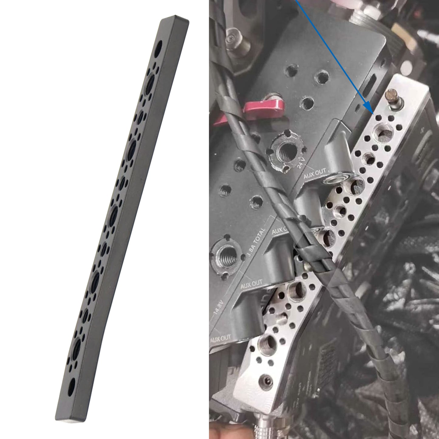 Expansion Board with 1/4"-20 & 3/8"-16 Screw, Side Plate with Fixed M3 Screw for Sony Venice CineAltaV 2, Plate Long 162mm