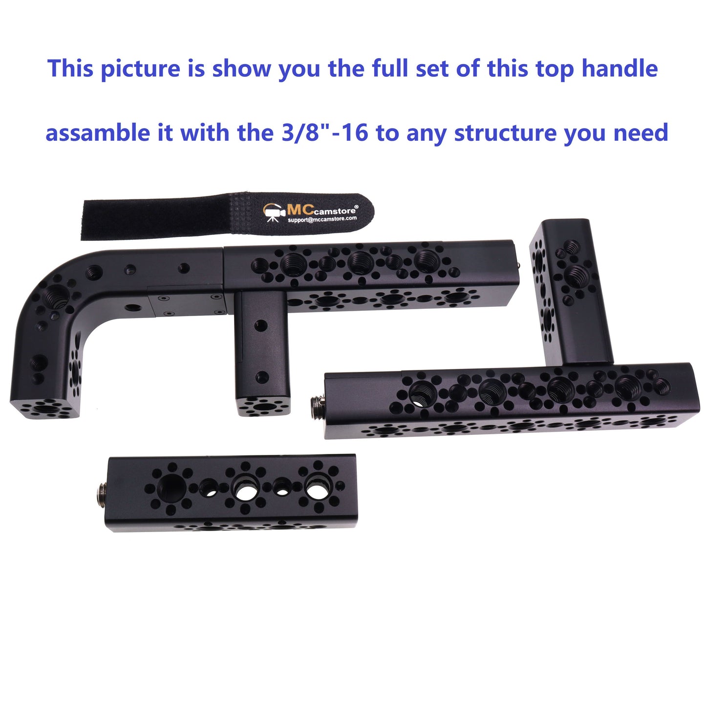 Portable Top Handle Extension with 3/8 1/4 Locating Pins for Sony ARRI RED Camera, Multiple Mounting Holes, Professional Video Accessories Al DIY Fixture Camera Handle Grip