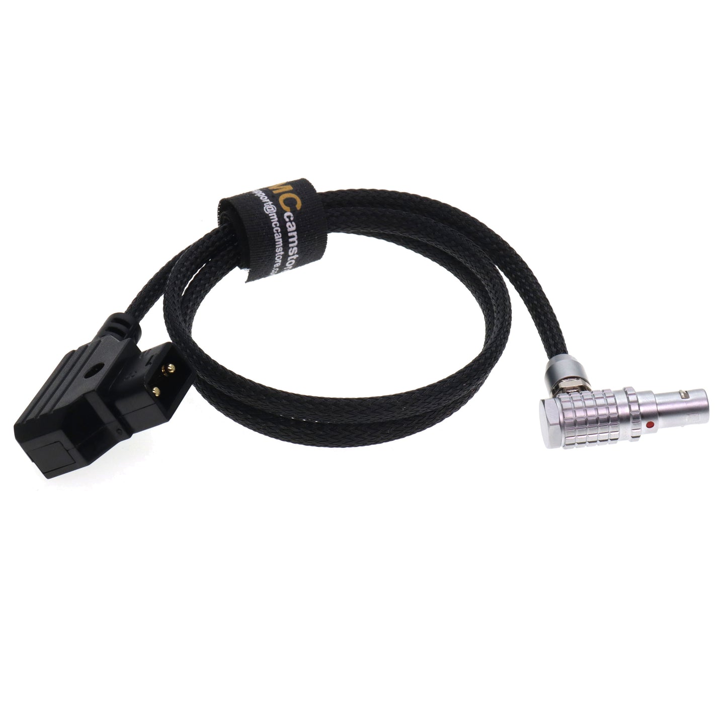 Right Angle 2 Pin Male to D-tap Power Cable for Teradek, SmallHD Monitor, Vaxis Power Cord Braided Wire