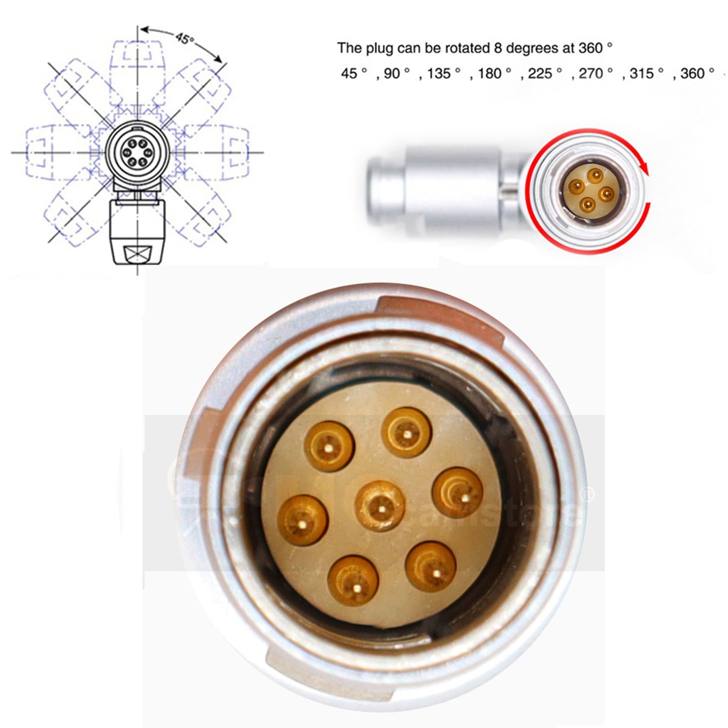 D-Tap to Angle Rotatable 0B 7 pin Male Power Cable for Nucleus-M Nucleus M Motor