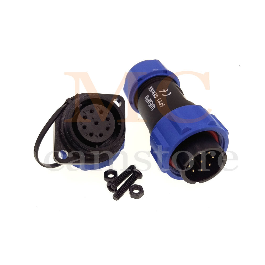 WEIPU SP21 IP68 Waterproof Connector, 2 3 4 5 5B 5C 6 6B 7 9 12 15pin Industrial Aviation LED Lamp Power Cable Plug Socket