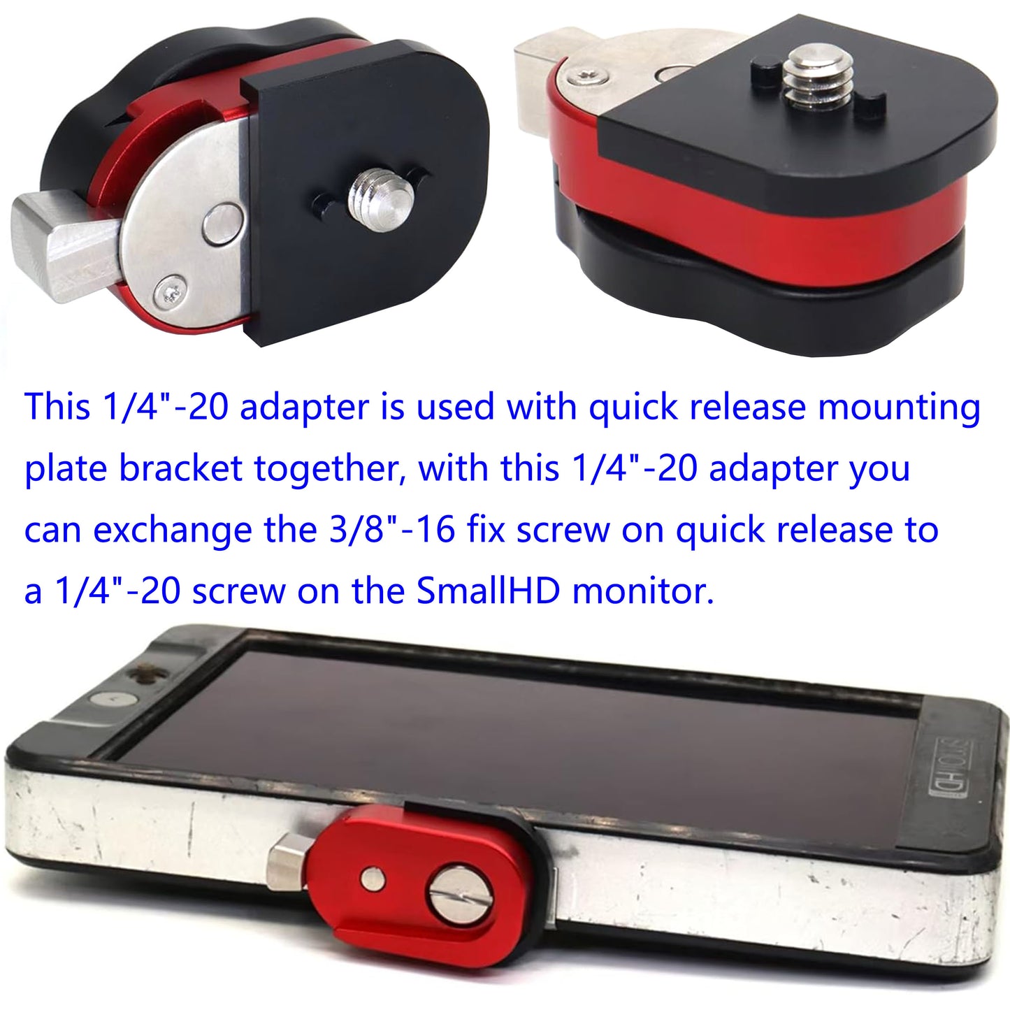Mini Exchanging Kit for Quick Release Lock Mount Plate Bracket for ARRI RED Camera Monitor Wireless Focus Motor, Exchange 3/8"-16 Screw to1/4-20 Adapter
