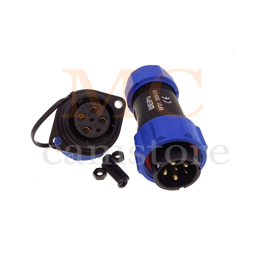 WEIPU SP21 IP68 Waterproof Connector, 2 3 4 5 5B 5C 6 6B 7 9 12 15pin Industrial Aviation LED Lamp Power Cable Plug Socket