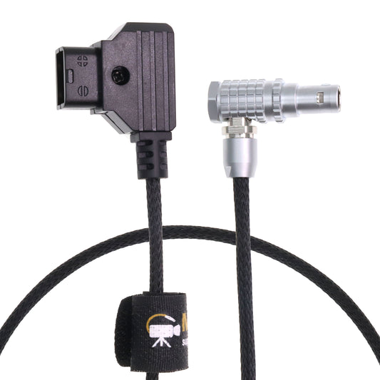 Right Angle 2 Pin Male to D-tap Power Cable for Teradek, SmallHD Monitor, Vaxis Power Cord Braided Wire
