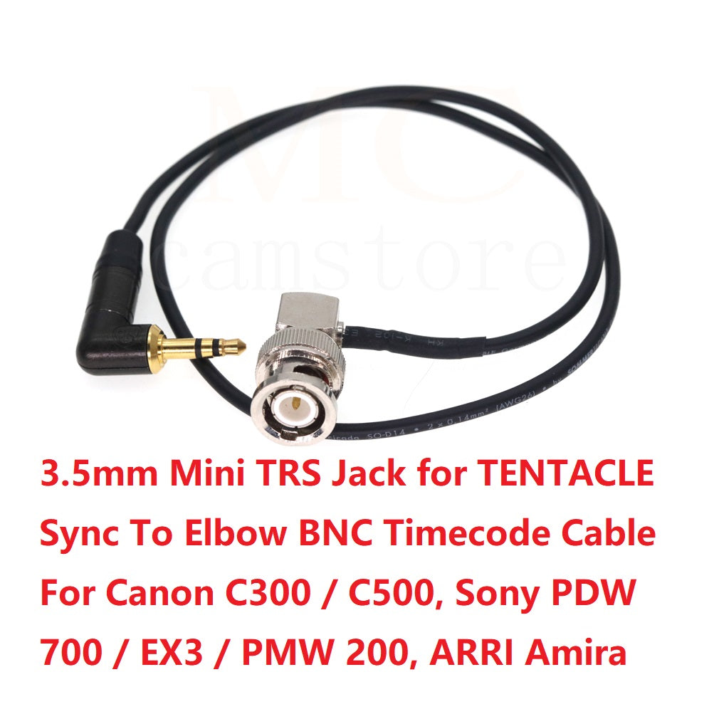NEUTRIK 3.5mm Mini TRS Jack TENTACLE To Elbow BNC Timecode Cable For Canon C300 / C500, Sony PDW 700 / EX3 / PMW 200, ARRI Amira