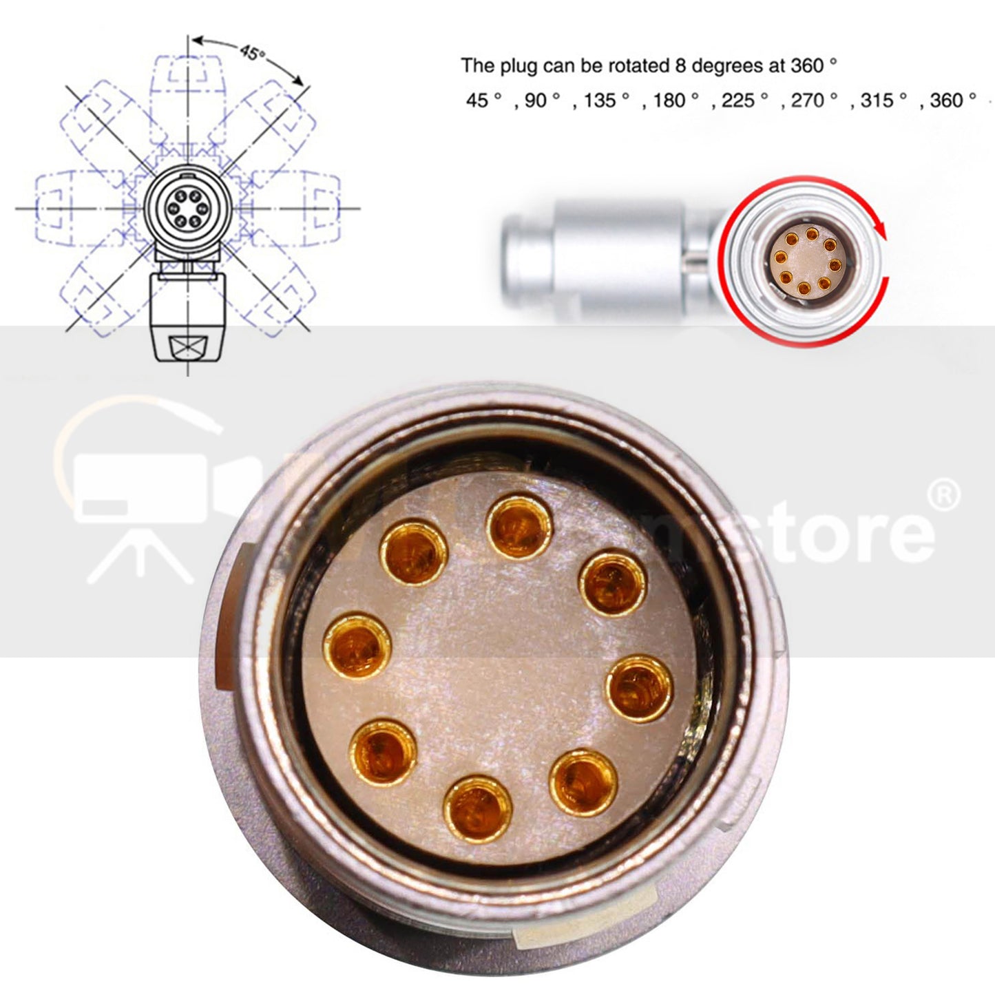 8 Pin Female (Rotatable) to D Tap Power Cable for ARRI Alexa 35, Alexa Mini, Alexa Mini LF, Amira Camera