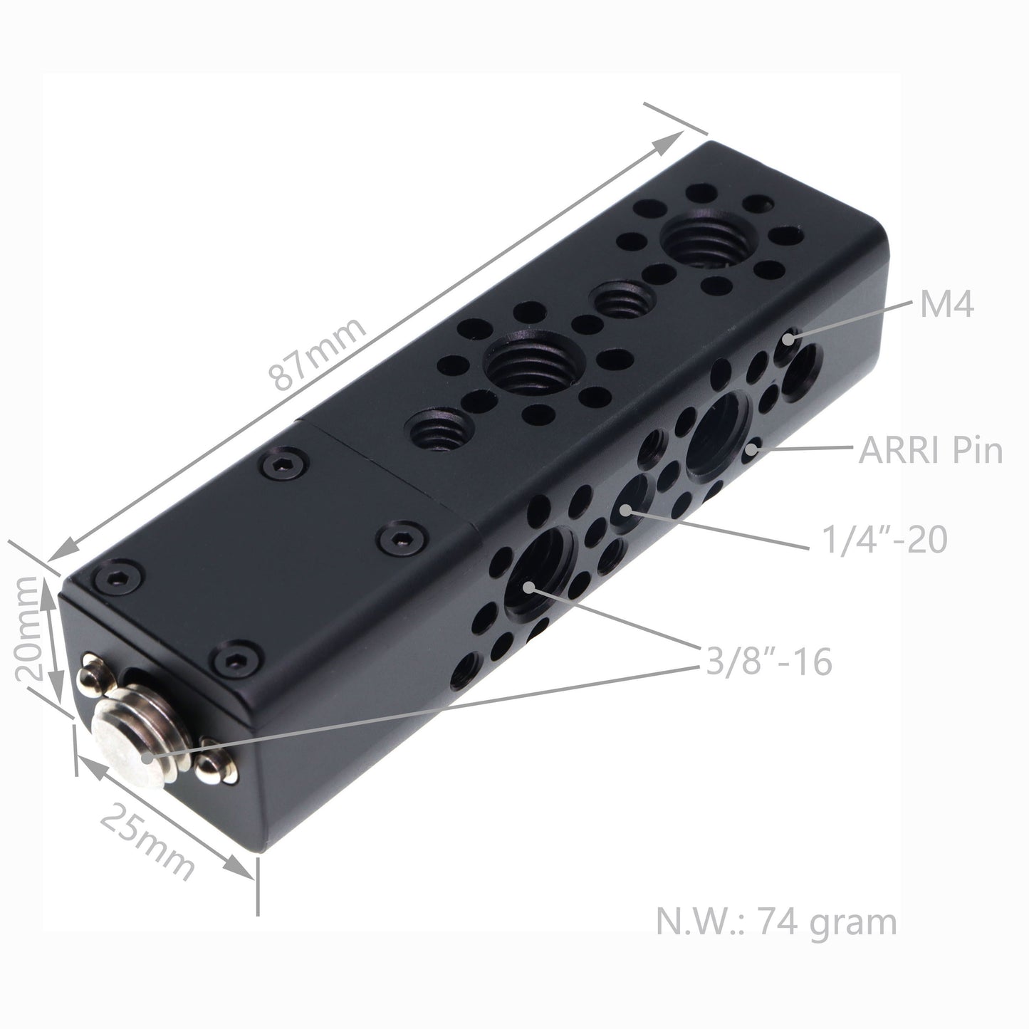 Portable Top Handle Extension with 3/8 1/4 Locating Pins for Sony ARRI RED Camera, Multiple Mounting Holes, Professional Video Accessories Al DIY Fixture Camera Handle Grip
