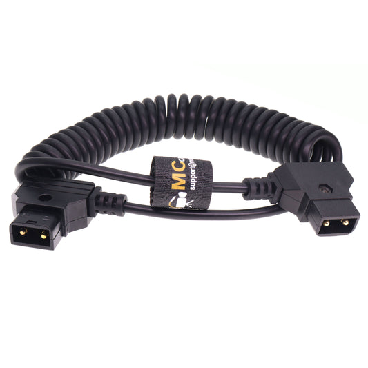 D-Tap Male to Dtap Male Coiled Extension Cable for DSLR Rig Bauer V-Mount Gold Mount