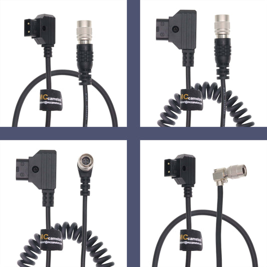 Hirose 4Pin Male to D-Tap for Zoom F4/F8/F8N Sound Devices 633/644/688/788T Coiled Cable