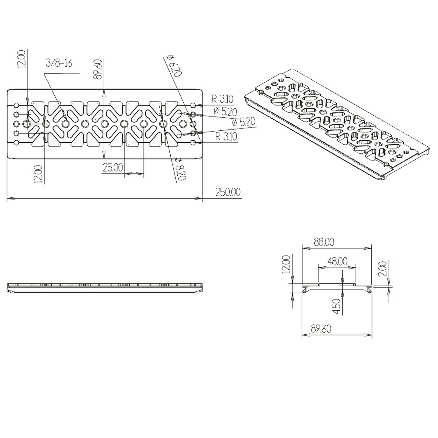 Base Plate Bottom Cheese Plate for ARRI Alexa 35 Trinity/DJI Ronin 2 / Steadicam M2 Dovetail Plate with 3/8"-16 Threaded Expandsion Camer Panel Plate