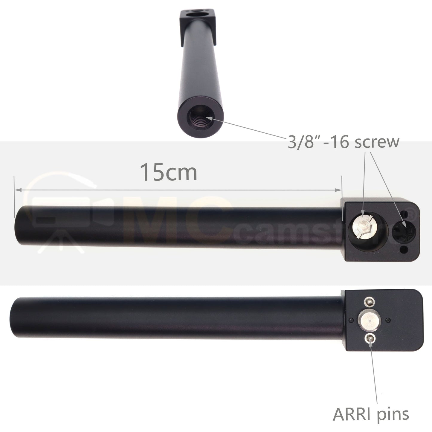 15mm Rod Clamp Mounting Bracket Tube with 3/8"-16 Screw and Anti Twist for ARRI RED Sony Camera