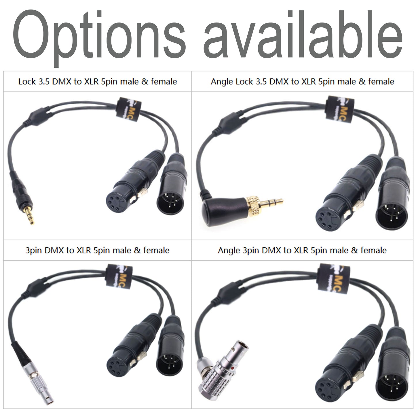 DMX Adapter Cable with 3 pin Aviation Connector for NANLITE Forza, FC, PavoSlim, Pavotube ll C