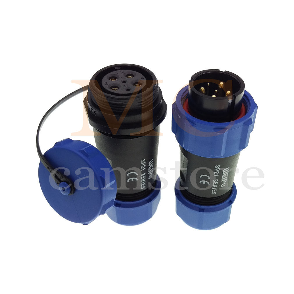 WEIPU SP21 IP68 Waterproof Connector, 2 3 4 5 5B 5C 6 6B 7 9 12 15pin Industrial Aviation LED Lamp Power Cable Plug Socket