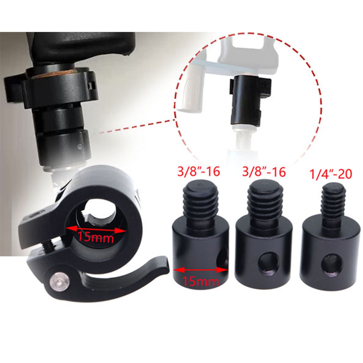Boom Pole Quick Release System for PSC Microphone Sound Music Blimp Windshield with 3/8" 1/4" Screw Microphone Arm Handheld Boom Pole Mic Adapter