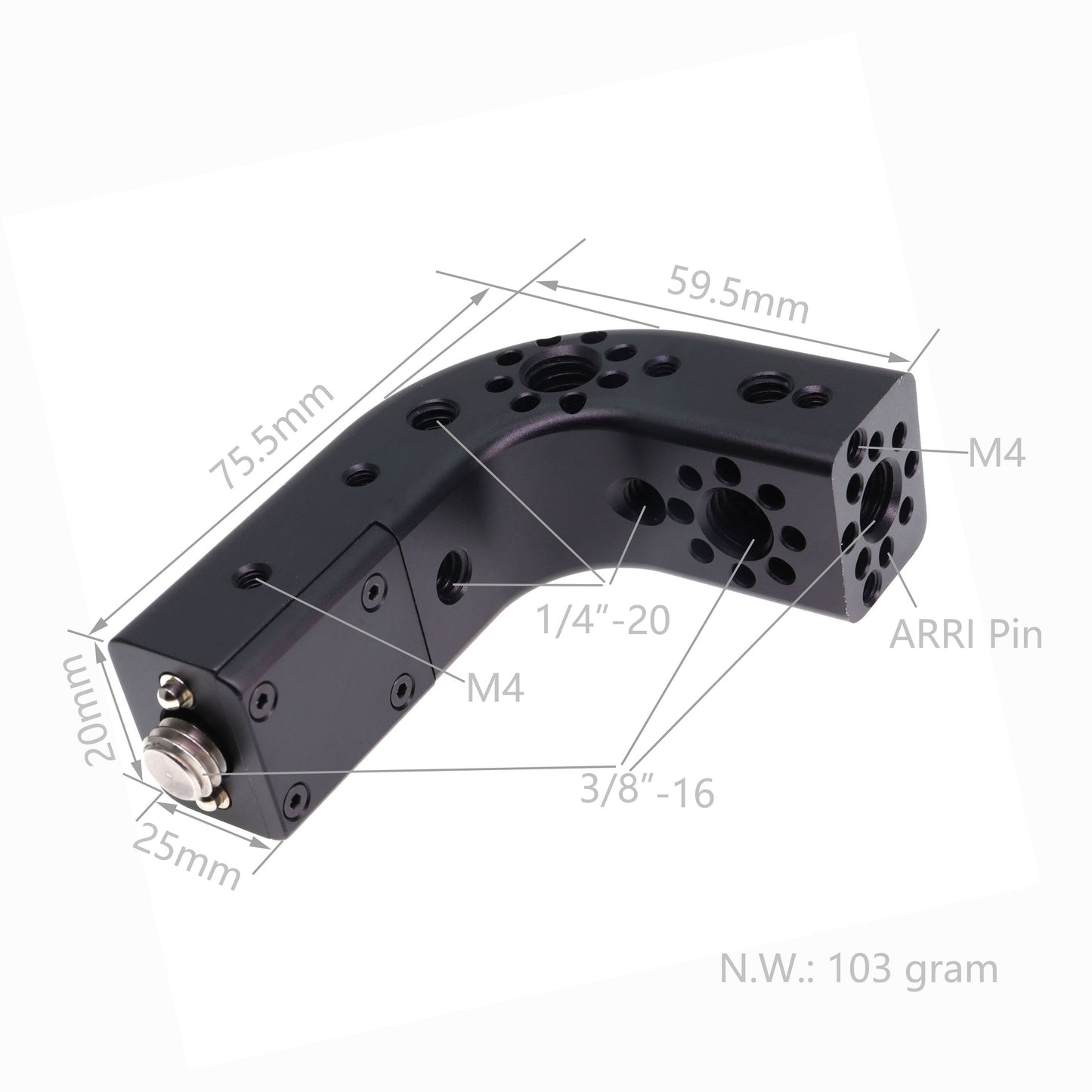 Portable Top Handle Extension with 3/8 1/4 Locating Pins for Sony ARRI RED Camera, Multiple Mounting Holes, Professional Video Accessories Al DIY Fixture Camera Handle Grip