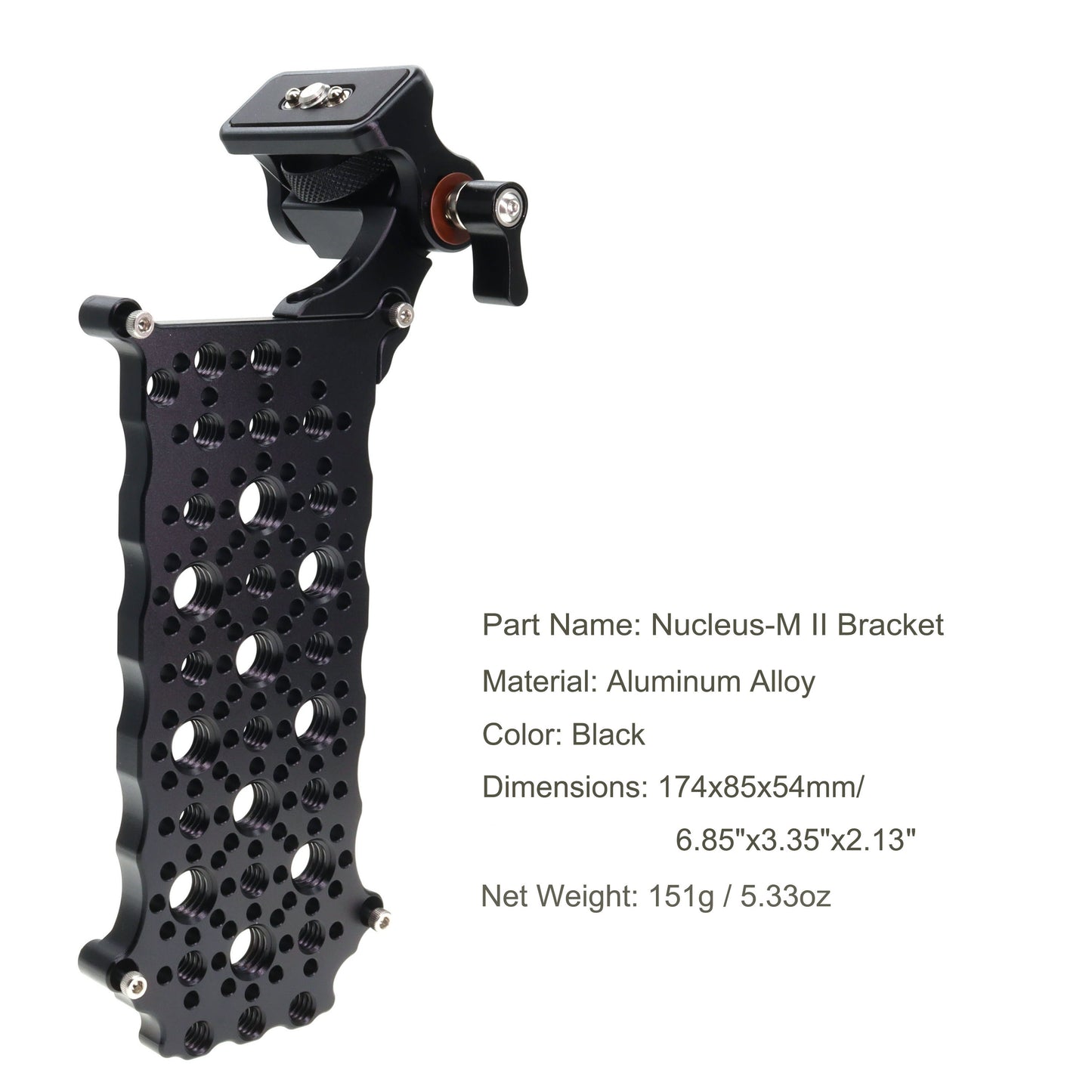 Monitor Mounting Bracket for Nucleus-M II with Quick-Release Back Plate, Anti-Twist 1/4"-20 Monitor Mount and 1/4" & 3/8" Accessory Threads for Tilta Nucleus-M II FIZ Hand Unit