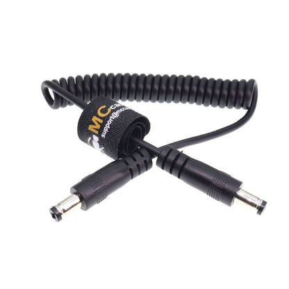 DC Power Cord 5.5 x 2.1mm DC Male to Male Coiled Power Cable for Atomos Shogun Monitor, Blackmagic Video Assist, Transmitters, Receivers