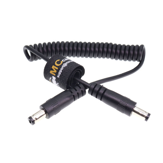 DC Power Cord 5.5 x 2.1mm DC Male to Male Coiled Power Cable for Atomos Shogun Monitor, Blackmagic Video Assist, Transmitters, Receivers
