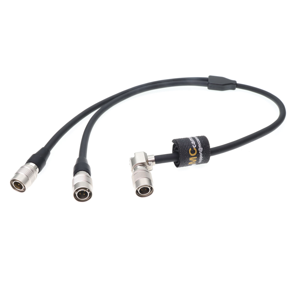 Y Splitter Power Cable for ZAXCOM, Sound Devices 688/644/788T, MixPre10ii, Rotatable Angle Hirose 4 Pin Male to Dual 4pin Male Power
