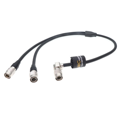 Y Splitter Power Cable for ZAXCOM, Sound Devices 688/644/788T, MixPre10ii, Rotatable Angle Hirose 4 Pin Male to Dual 4pin Male Power