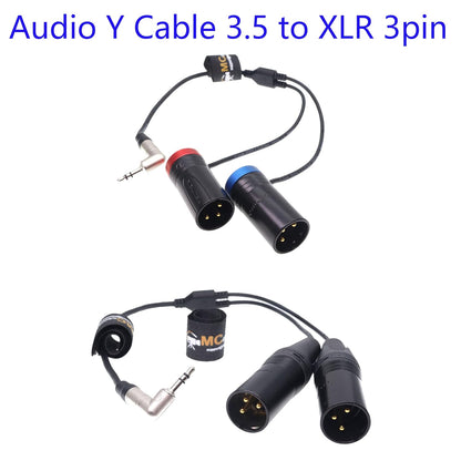 3.5 TRS Jack to Two XLR 3Pin Male Y-Cable for Rode Wireless GO II Double Channel Wireless Microphone Receiver