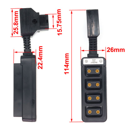 Ultrashort D tap to 4 Port Power Tap P-tap Strip D-tap Splitter Hub Cpmpatible for ARRI RED Teradek SmallHD V-Mount Gold-Mount Steadicam with D-Tap Output