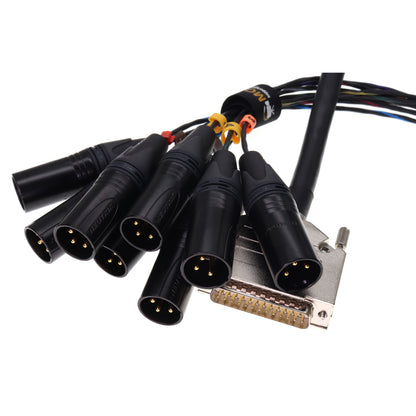 DB25 Male to 8 Channel XLR 3Pin Male Balanced Audio Cable for Canare MR202-8AT DB25 to NEUTRIK XLR 3 Pin Audio