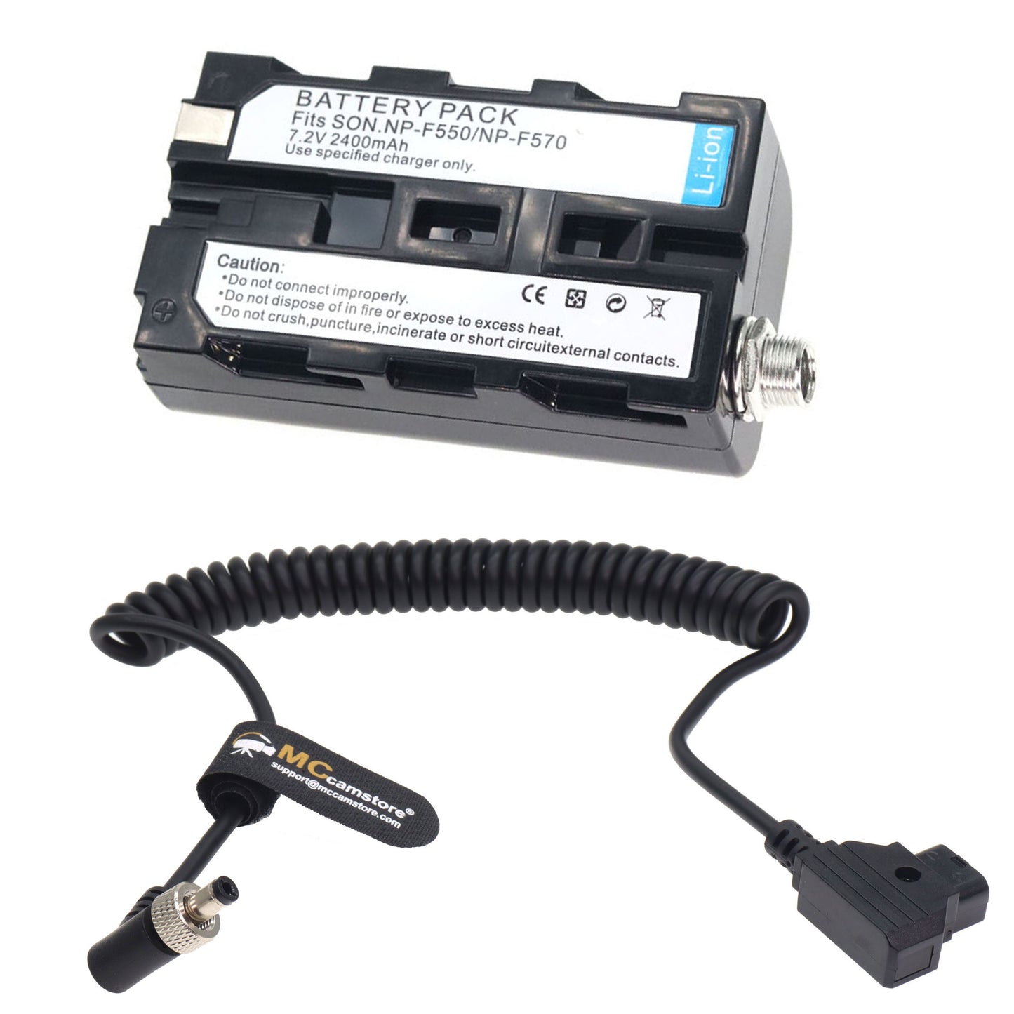 SmallHD/Atomoss/ Blackmagic Monitor Power Coiled Cable for SONY NP-F550/NP-F570/NP-F970 NP-F Dummy Battery