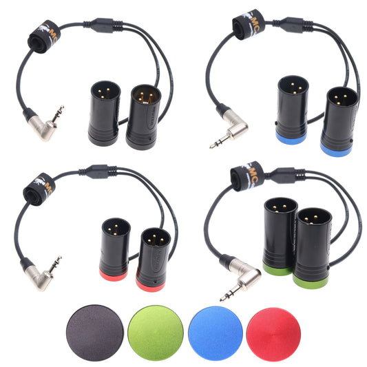 3.5mm TRS to Dual Right Angle Low Profile XLR 3 Pin Male Y Splitter Audio Cable for RØDE Wireless GO II MixPre Recorder Unbalanced Audio Cord Black