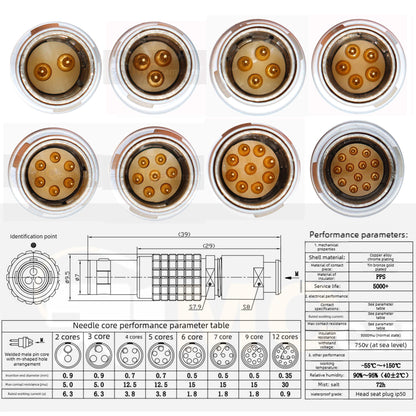 FGC 0B 2 3 4 5 6 7 9 12 Pin Aviation Connector, Push-pull Self-lock Fast Male Plug for Industrial Power Signal Medical Connect