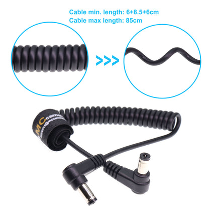 DC Power Cord 5.5 x 2.1mm DC Male Right Angle Coiled Power Cable for Atomos Shogun Monitor, Blackmagic Video Assist, Transmitters, Receivers