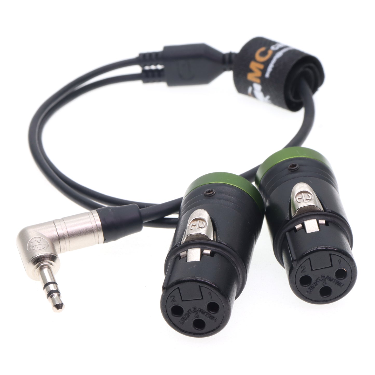 Audio Cable 3.5mm TRS to Dual Low-Profile Right Angle XLR 3 Pin Female Audio Cord for RØDE Wireless GO II, Sound Devices, Zoom, Tascam