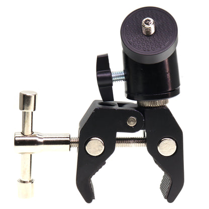 Camera Clamp Bracket Articulating Friction Ball-Head 1/4-20 3/8-16 for Camera, Light, Monitor, Webcam Cell-Phone or Action Camera 1.5kg, for Table, Tube