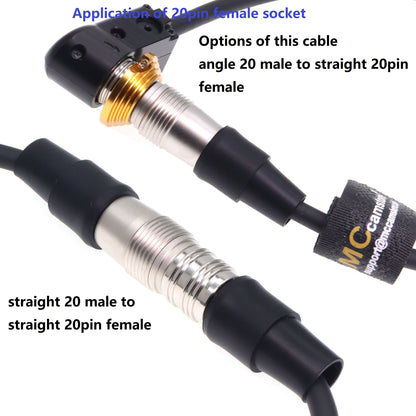 Right Angle 20 pin Male Plug Compatible with Hirose HR25A-9P-20P Male Push Pull Self-Lock Connector for Cabio's Servo Zoom Motor for Canon 20-Pin Servo Lens CJ ZSD-300M