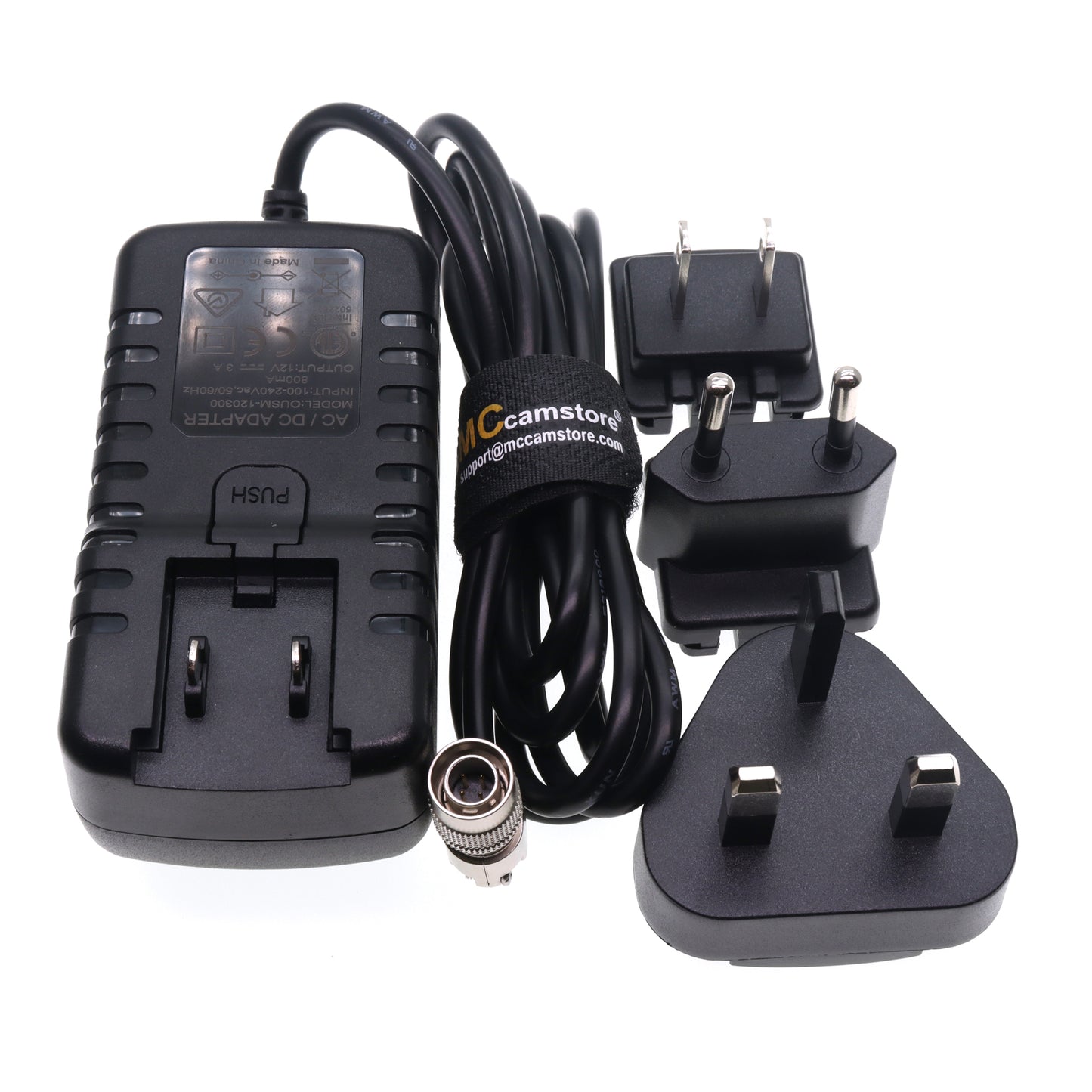 Sound Devices AC Power Adapter Cable, 100-240V to Hirose 4pin Male 12V 3A DC Output Power Cable